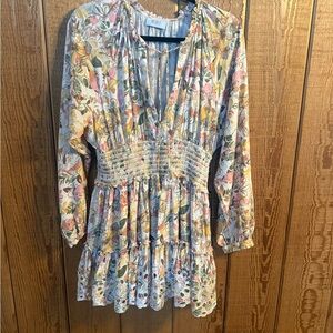 Reset Floral  V-Neck Smocked Waist Dress size Large